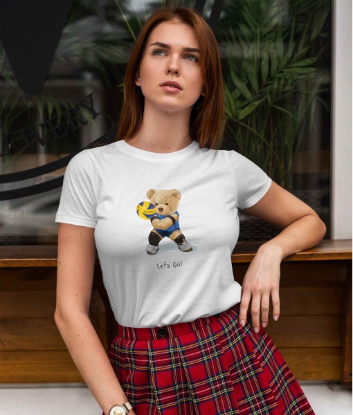 Дамска тениска с щампа Мечета Volleyball Bear